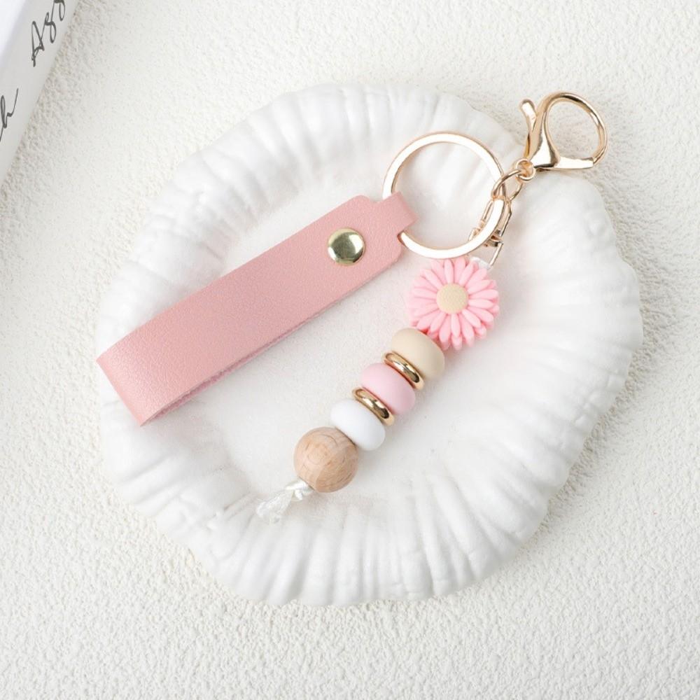 Colored Daisy Pendant Keychain Beads Bag Charms Ornaments New Mobile Phone Lanyard  Bag Decoration