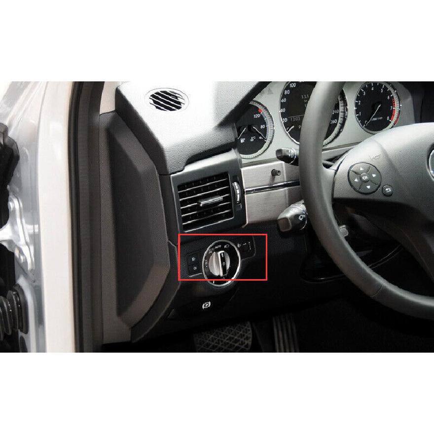Silver Aluminum Headlight Lamp Switch Button Cover 2PCS For Benz GLK 2009-2015