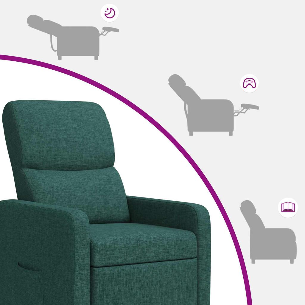 Massage Recliner Dark Green Polyester
