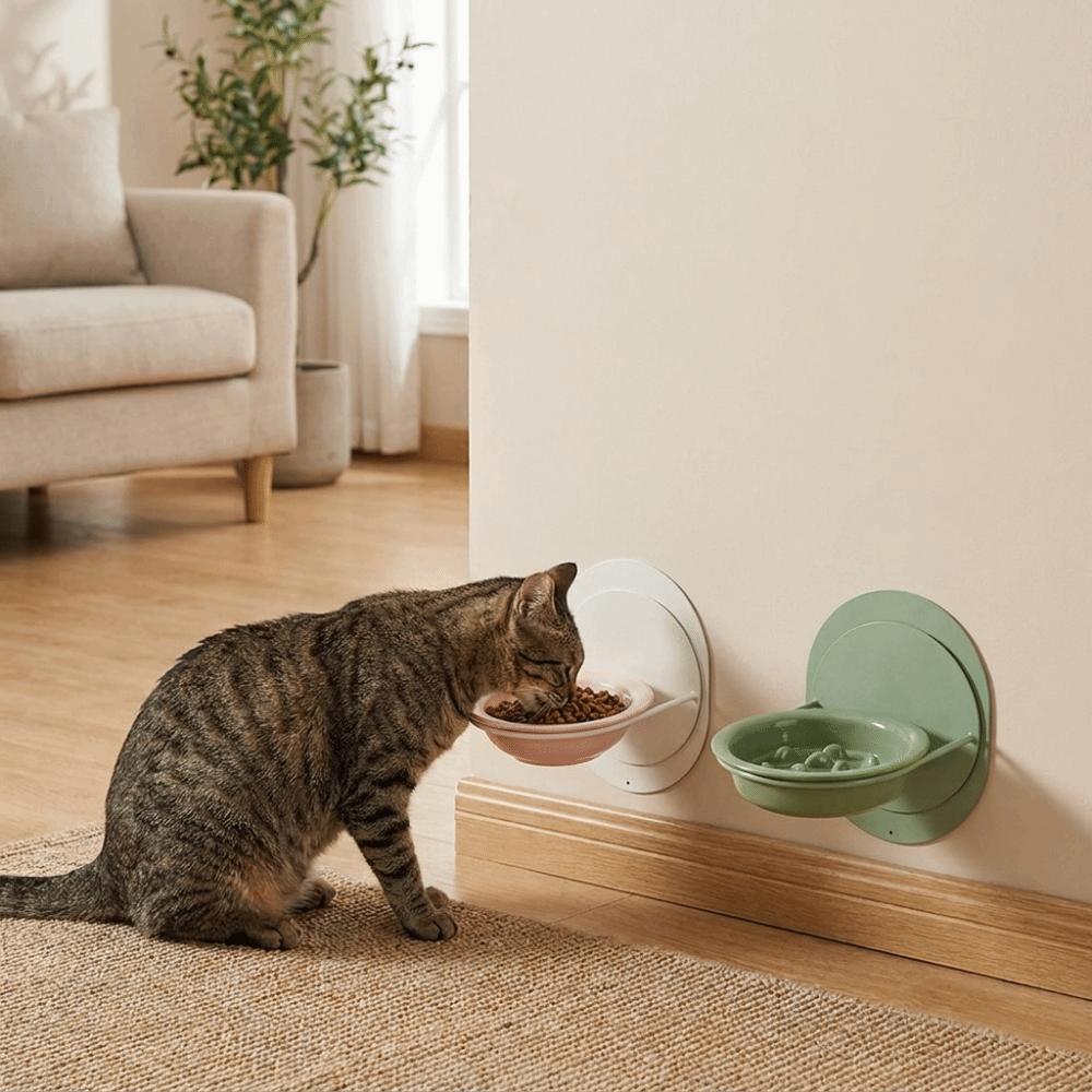 Wall Mounted Elevated Cat Water Bowl Neck Protection Cat Feeding Station Raised Dog Food Bowl Home