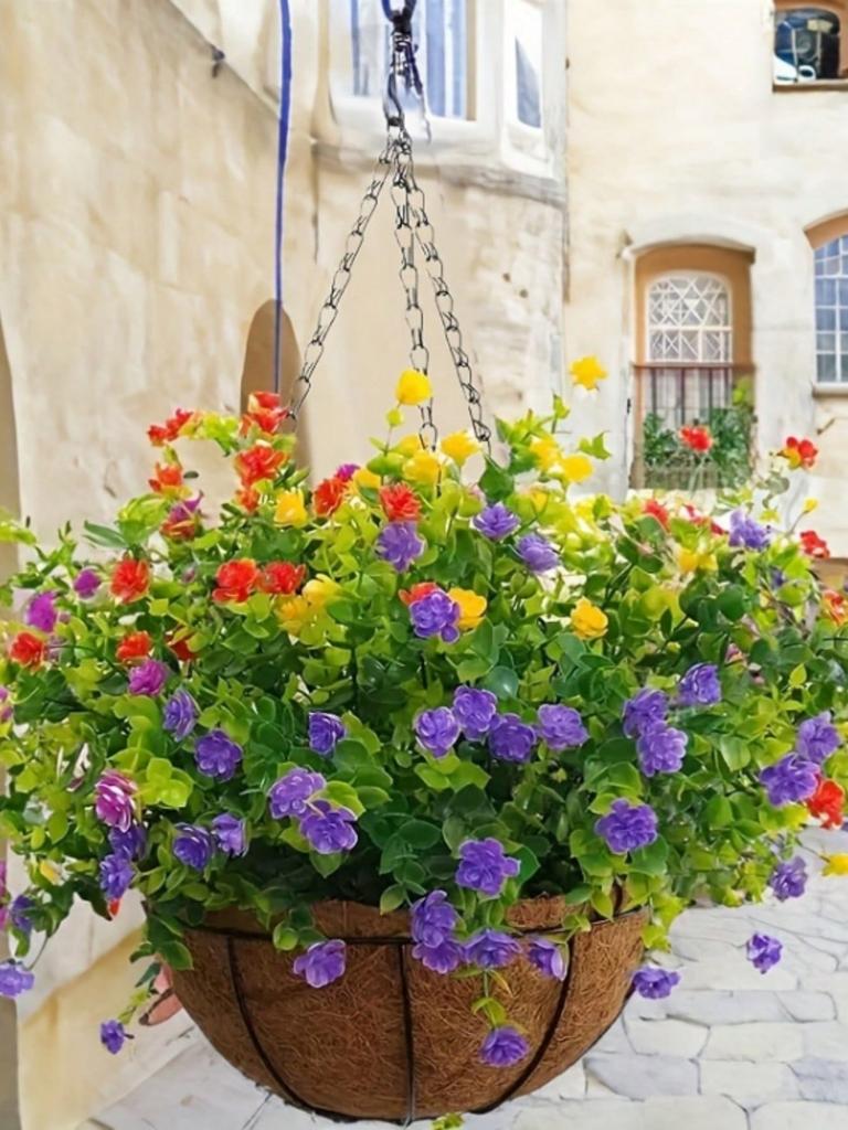 Spring and Summer Gardening Iron Frame Coconut Palm Flower Basket Hanging Basket Flower Pot Hanging Basket 1pc