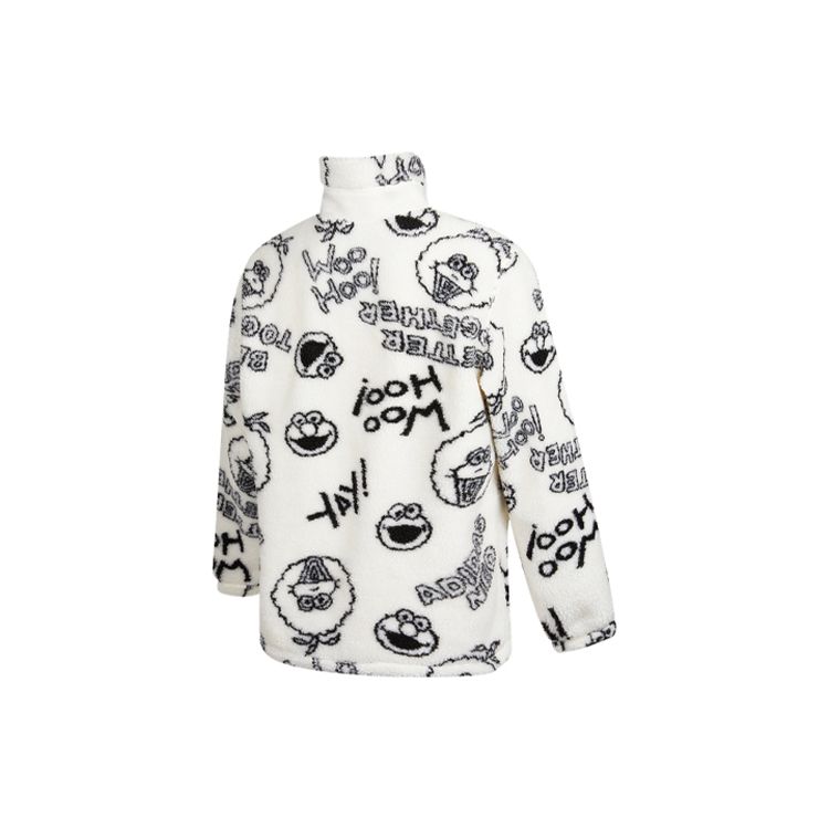 adidas Neo X Улица Сезам, совместный бренд Tiger Year, ограниченная серия, флисовая куртка с длинными рукавами и полным принтом, куртки унисекс, белые HD7298