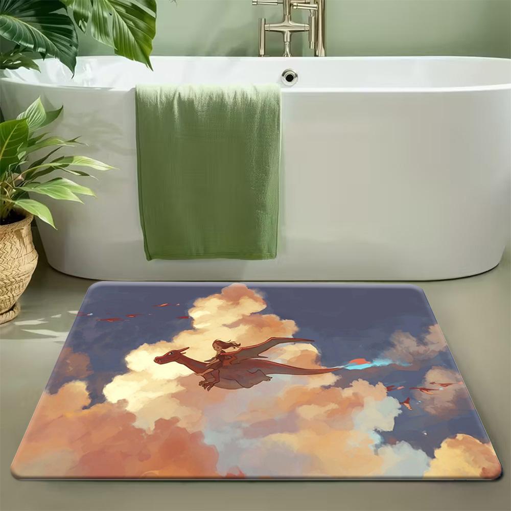 Primal Groudon Legendary Pokemon Volcanic Scene Print Soft Non-Slip Absorbent Home Floor Rug Doormat