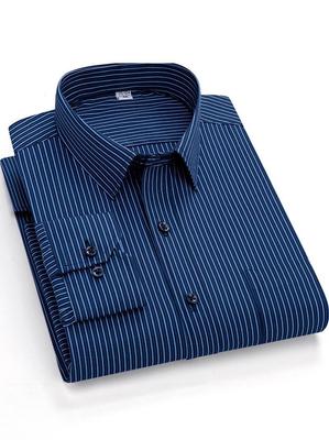 Мужская осенняя полосатая рубашка в стиле business casual с длинным рукавом