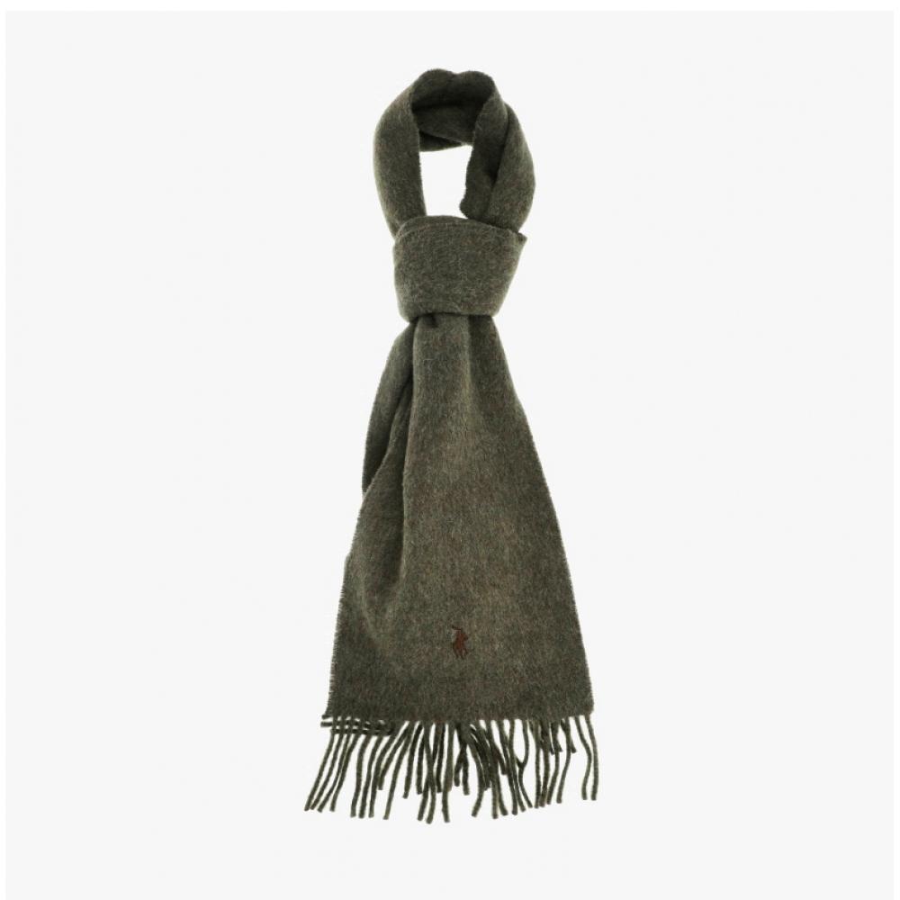 Polo Ralph Lauren Pc0743 350 Pony Windowpane Plaid Check Reversible Fringe Muffler