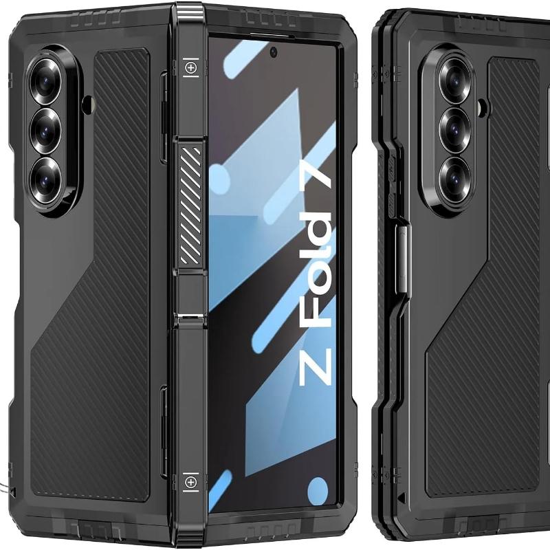 For Galaxy Z Fold 4 5 6 7 Luxury Folding Metal Case Premium Aluminum Rugged Bumper Heavy Duty Shockproof Protect Silicone Cover