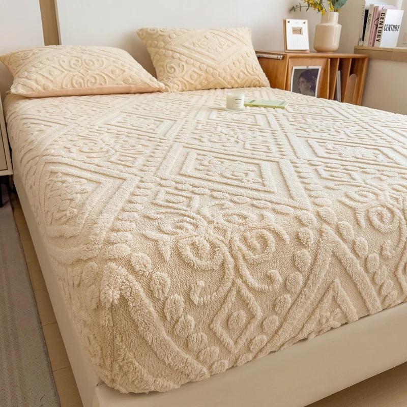 Мягкий плюшевый теплый чехол для матраса, зимний бархатный материал, простыня на резинке, утолщенный теплый чехол для матраса, несколько размеров