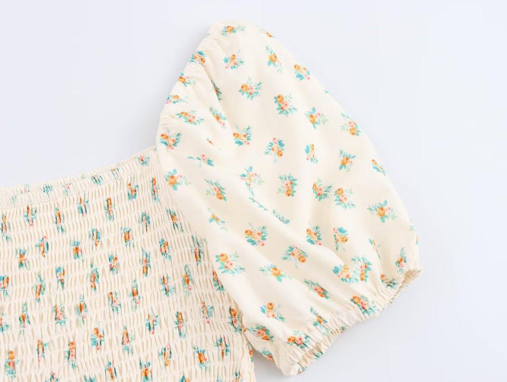 Spring 2025 Women's European & American Style Fashion Fresh Print Short Sleeve Dress