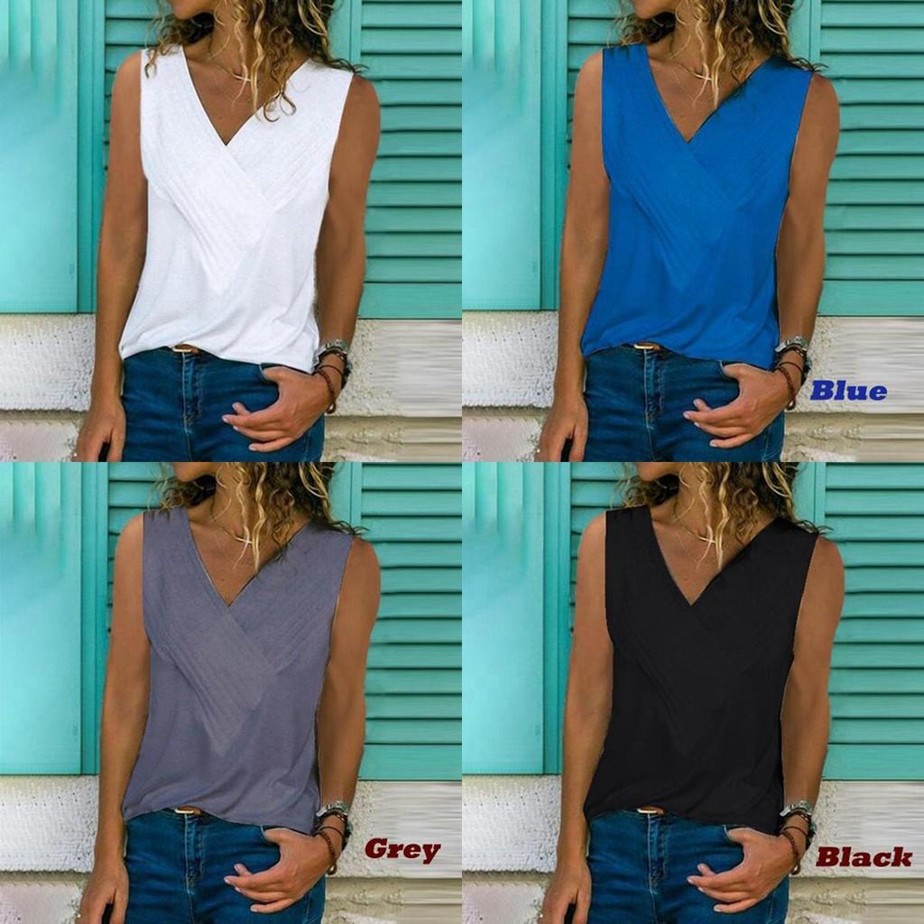 Женская блузка-жилет без рукавов премиум-качества, топ, летний повседневный, с V-образным вырезом, майка, футболка, пляжные рубашки для непринужденного стиля