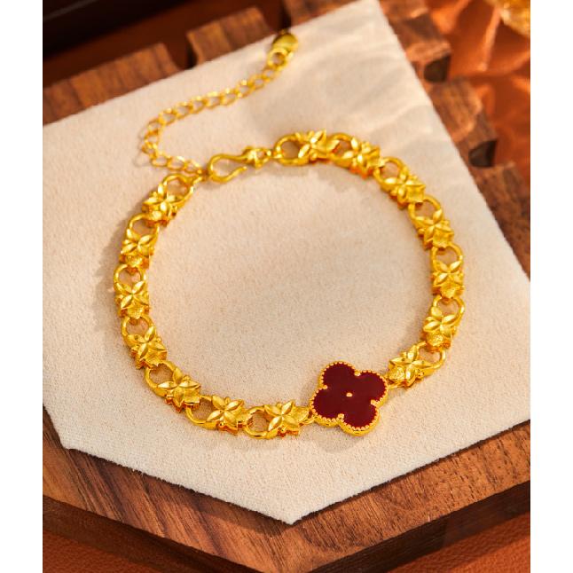 Enamel four-leaf clover bracelet for women, light luxury versatile lucky clover enamel resin fashion commuter jewelry