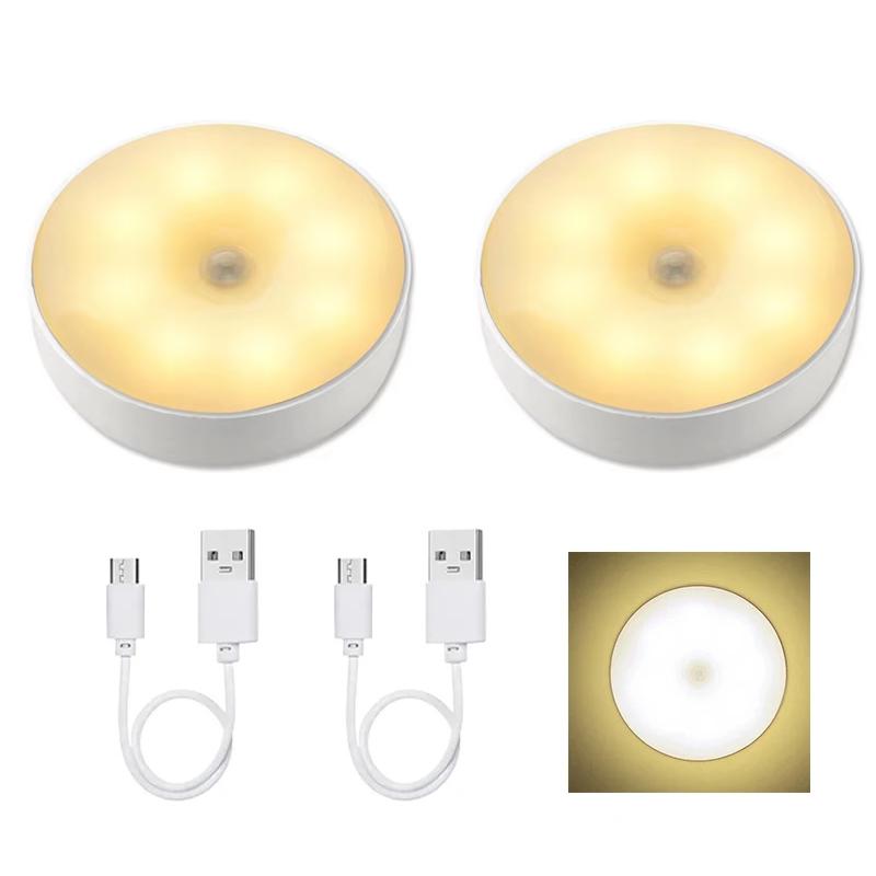 Светодиодный ночник с датчиком движения, перезаряжаемый USB ночник для кухонного шкафа, лампа для гардероба, лестница, беспроводной светильник для шкафа