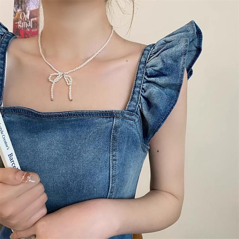 Elegant Butterfly Necklace Fashion Bead Bow Choker Charm Adjustable Neckwear Unique and Delicate Jewelry Accessory