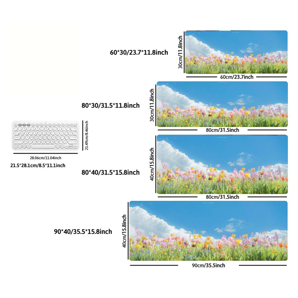 XXL Anime Sunflower Field Mousepad Blue Sky Cloud Scenery Deskmat Non-Slip Rubber Gaming PC Keyboard Desk Mats Large Mouse Mats