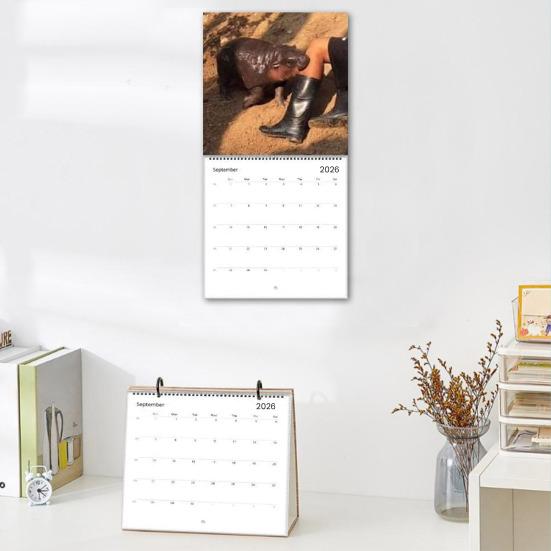 Moo Deng Calendar 2026 Pygmy Hippo Wall Calendar Monthly Planner Hanging Hippopotamus Calendar Gift for Hippo Lovers