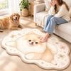 Wavy Shape Cartoon Puppy Rug Faux Cashmere Bedside Mat New Animal Print Area Rug  Bedroom