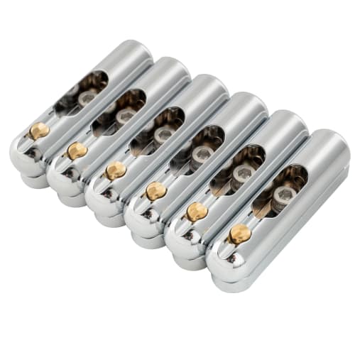 Musiclily Ultra Brass Guitar Single Bridge, Hardtail Bridge with 6 Independent Saddles, 10mm Wide, for Electric Guitars, Chrome