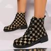 Модные осенние новые массивные ботильоны женские модные круглые передние шнурки с принтом мягкая подошва нескользящая удобная одинарная обувь