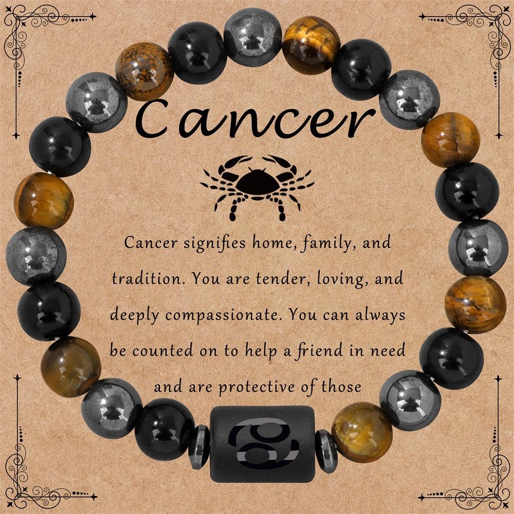 12 Zodiac Constellation Sign Bracelet Triple Protection Tiger Eye Hematite Beads Bracelets for Couples Friendship Jewelry Gifts