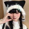 Шапка с кошачьими ушками и звездами Y2K, шапка-бини для милых девочек, модная меховая шапка с черепом, женский пуловер, зимняя повседневная шапка, головные уборы