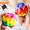 Игрушка с отскоком на запястье с ремешком и эластичным шнуром, удобный дизайн, отскок на запястье, красочные прыгучие мячи с изображением звездного неба для всех возрастов