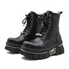 Готические ботильоны-рок, женские кроссовки в панк-стиле, женская обувь на шнуровке, высота каблука, обувь на платформе, женский металлический декор