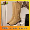 Skinny Boots 2025 Autumn and Winter New Thick Heel Solid Color Foot Slip Boots Can't Wear Knee Boots Temperament Martin Boots