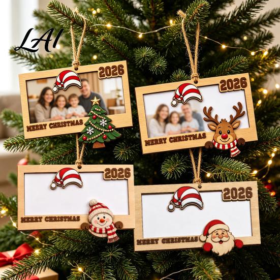 Birthday Cash Holder Gift Wooden Money Holder Personalized Wallet with Santa Decorative Wood Hanging Ornament Design Creative Christmas Tree