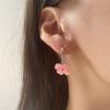 Серьги-клипсы 'Четырехлистный клевер' Мори Эльф Дофаминовый розовый цветок Маленькие серьги Японская мода Зеленые серьги 'Удачливая трава'