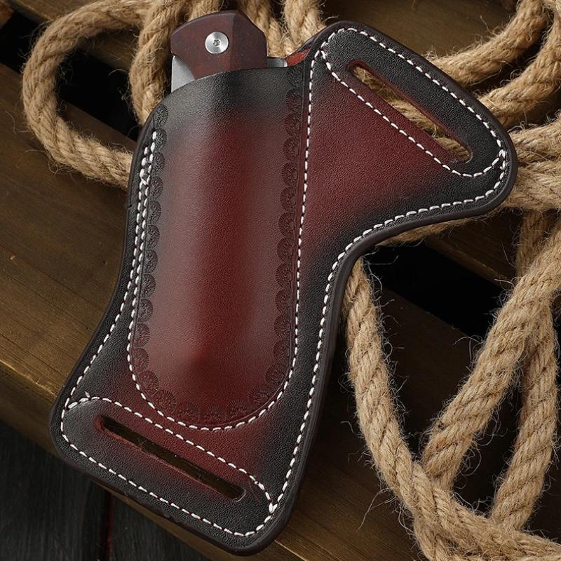 Многофункциональный инструмент тактическое хранение кожаная кобура, поясная сумка из воловьей кожи высшего слоя, чехол для хранения складного ножа