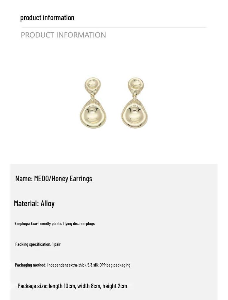 S925 Silver Needle Minimalist Geometric Dangle Earrings - Glossy, Fashionable, Luxurious, Real Gold Color Retention.