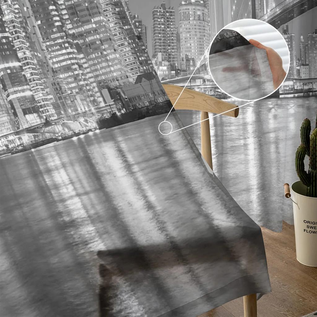 City Night Lights Sheer Curtains Living Room Window Tulle Curtains For Bedroom Kitchen Home Decoration Voile Drapes