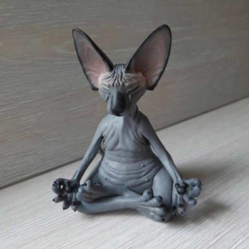1PC Милая Медитация Кошка Коллекция Статуя Миниатюрная Ручная Работа Кукла Животных Украшения Дома