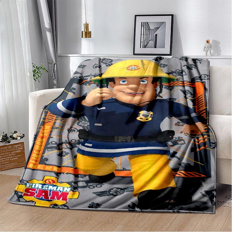 3D Classic Fireman Sam Child Cartoon Blanket,Soft Throw Blanket for Home Bedroom Bed Sofa Travel Picnic Cover Kids Gift