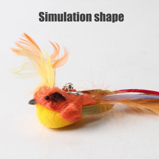 Дразнилка для кошек Сменная плюшевая птичка с перьями и колокольчиком Интерактивная игрушка для кошек Звенящая дразнилка для кошек