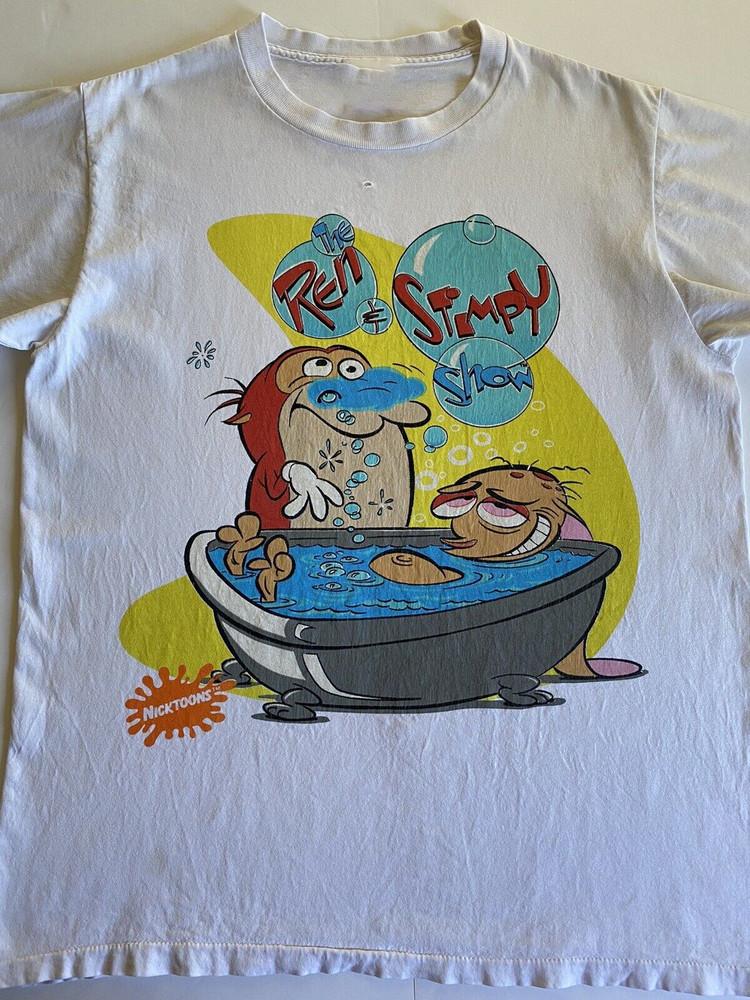 The Ren Stimpy Show Bathtub Adult White Shirt Unisex Cotton Tee Unisex T-Shirt