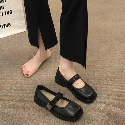 Новые модные ретро туфли Мэри Джейн на плоской подошве с квадратным носком