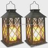 Solar Retro Palace Lantern with Flickering LED Candle for Outdoor Lawn and Garden Decoration