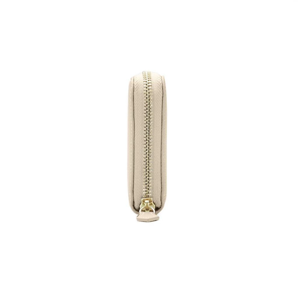 BONAVENTURA Long Zip Wallet in Shrink Leather x Genuine Italian Perfect Gift (Ivory Etoupe) - Leather, (BWAT5-IVET)