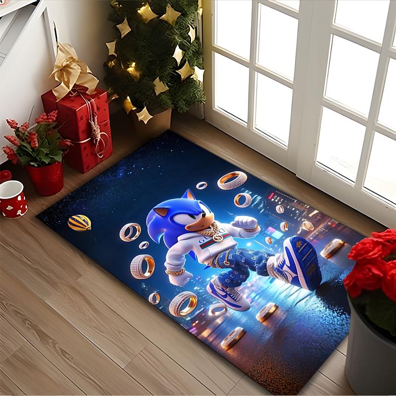 [1pc SONIC Office Chair Carpet] Digital Printed Area Rug for Home & Game Room Use, Soft Indoor Sofa Chair Mat