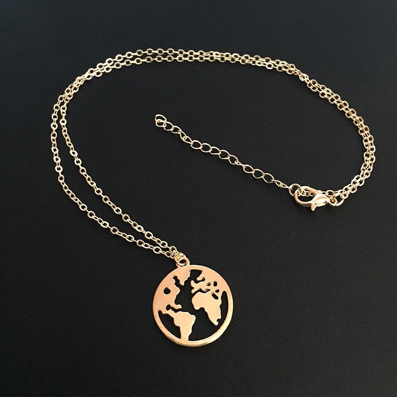 Ожерелье с картой мира в виде глобуса, подарочные подвески с выемками в виде Земли, персонализированное модное ожерелье, лучшие ювелирные изделия AVE