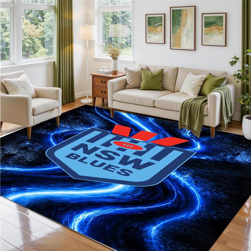 NSW Blues Design Crystal Velvet Rug Soft Decorative Mat for Bedroom Entrance