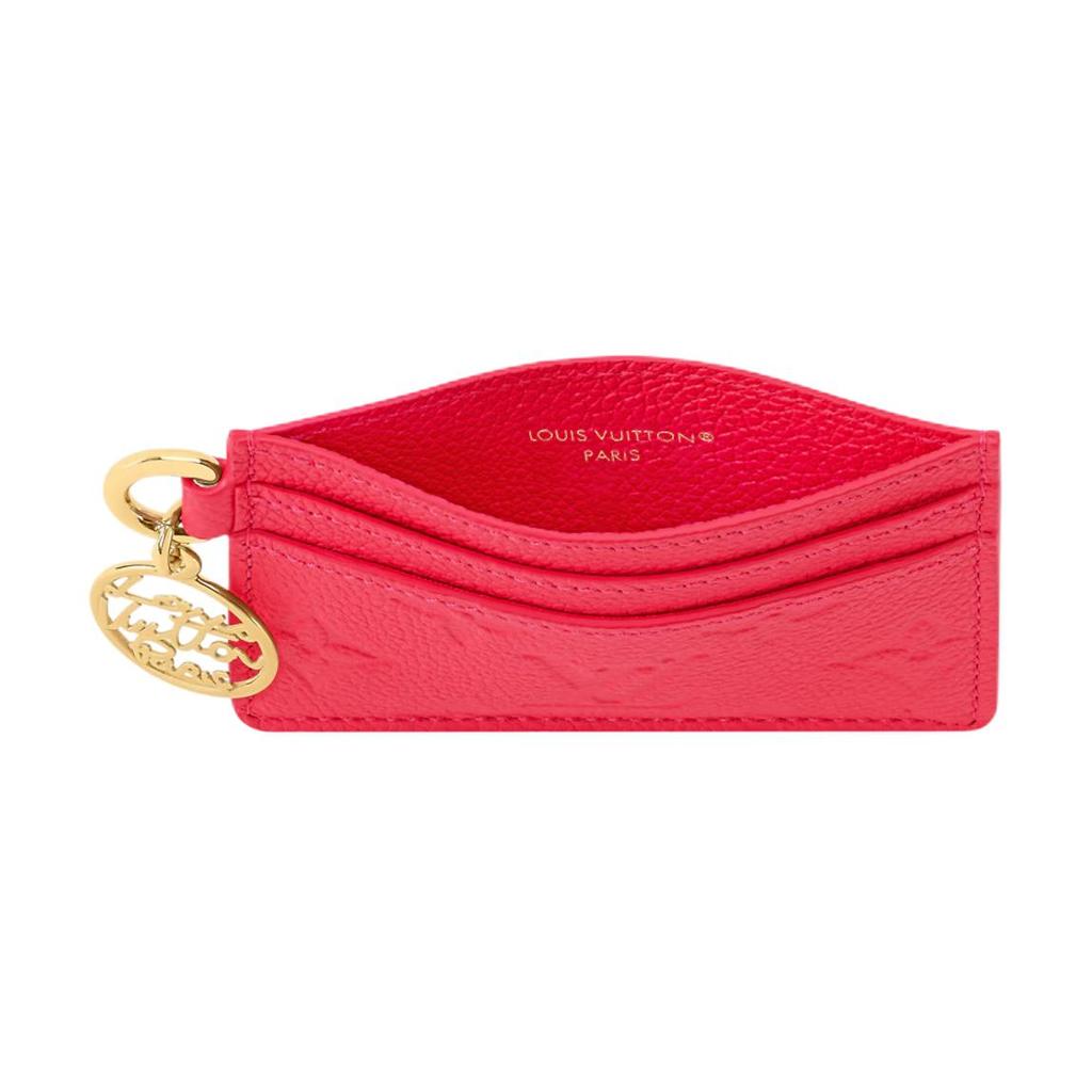 Louis Vuitton Charms Lv Logo Leather Card Holder Women Accessories Strawberry-Pink M28129