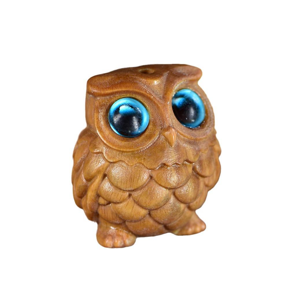 Green Sandalwood Owl Carving Keychain & Pendant