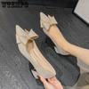 Women's High Heels French Thick with High Heels Pointed Single Shoes Bow Decoration In with Large Size Shoes Shopping Dating Party with Shoes
