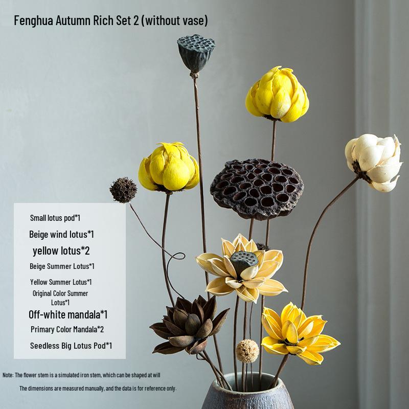 Zen Luxury Dried Lotus Bouquet: Elegant Air-Dried Flower Arrangement for a Sophisticated Living Room Decor.
