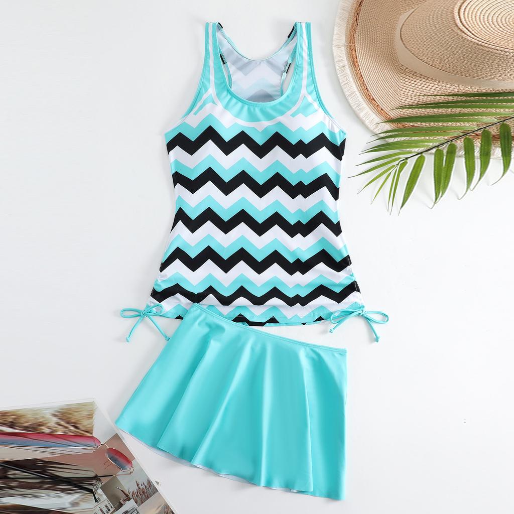 Женский раздельный модный сексуальный купальник с юбкой с принтом и подкладкой для груди без стальной поддержки