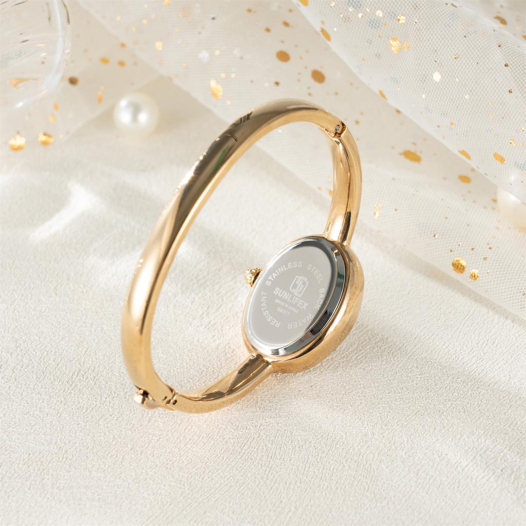 Новые Роскошные Элегантные женские Браслетные Наручные Часы Римские Цифры Инкрустированные Стразами Овальные Водонепроницаемые Женские Кварцевые Часы Reloj