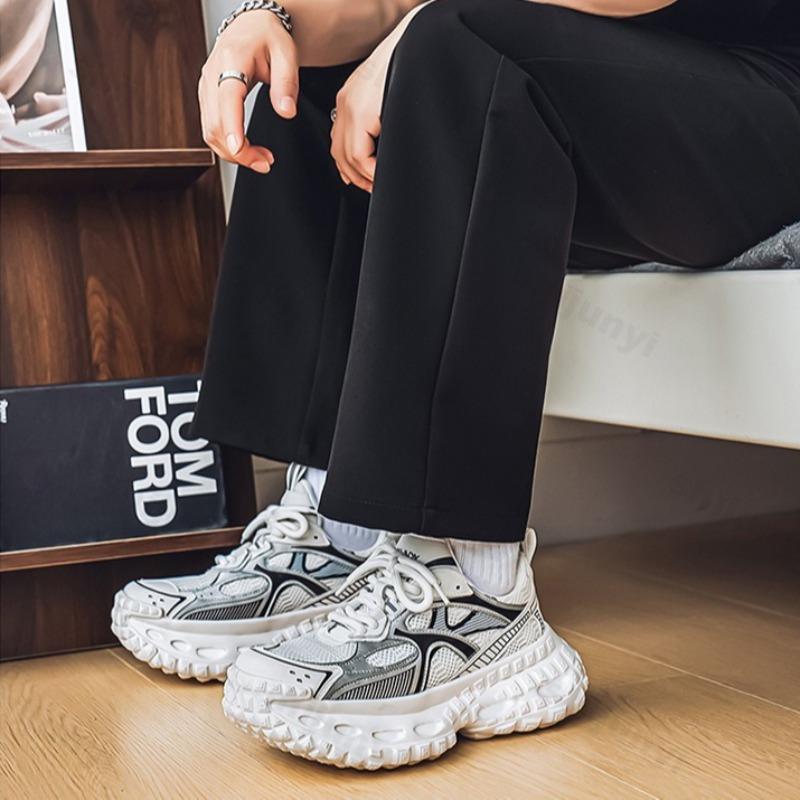 Модная мужская спортивная повседневная обувь 2025 новый стиль летняя сетчатая дышащая нескользящая обувь удобные универсальные кроссовки на толстой подошве