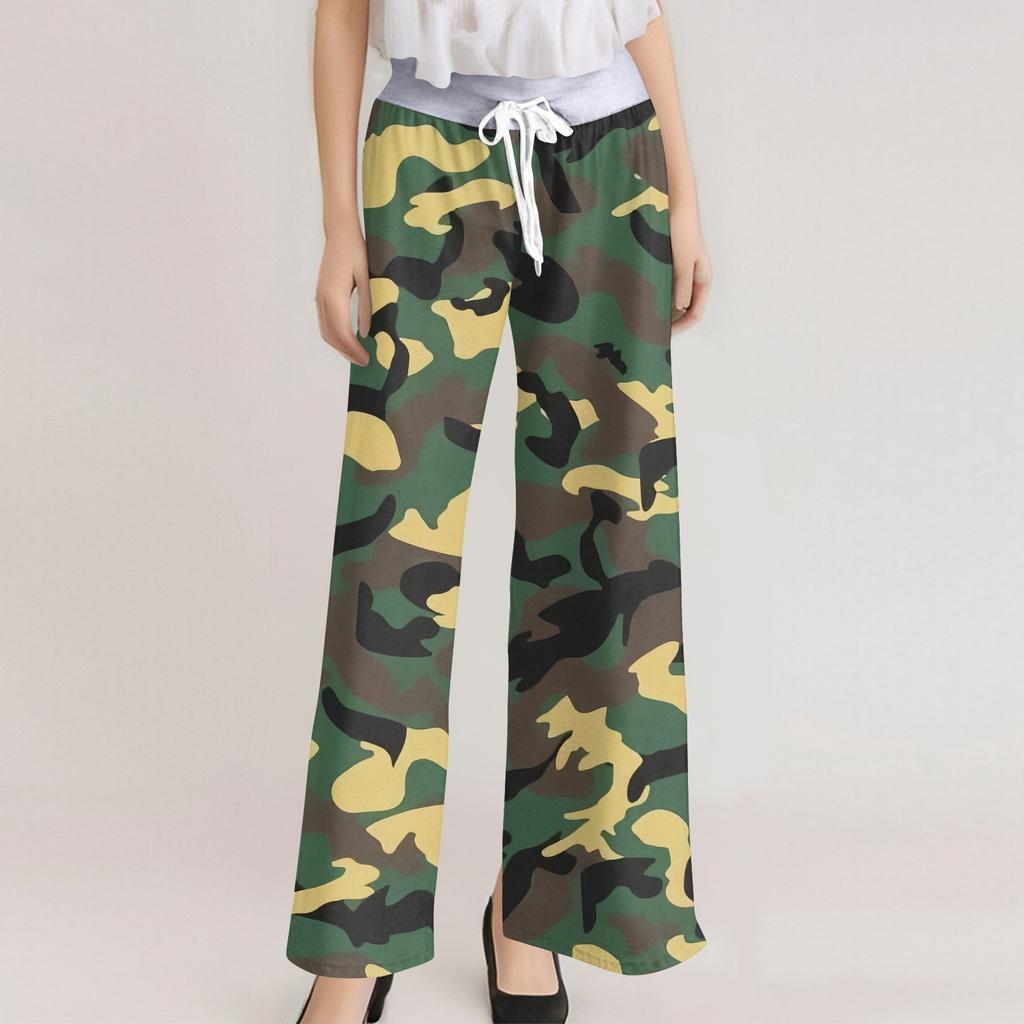 Женские модные повседневные удобные пижамные брюки с принтом и широкими штанинами на шнурке