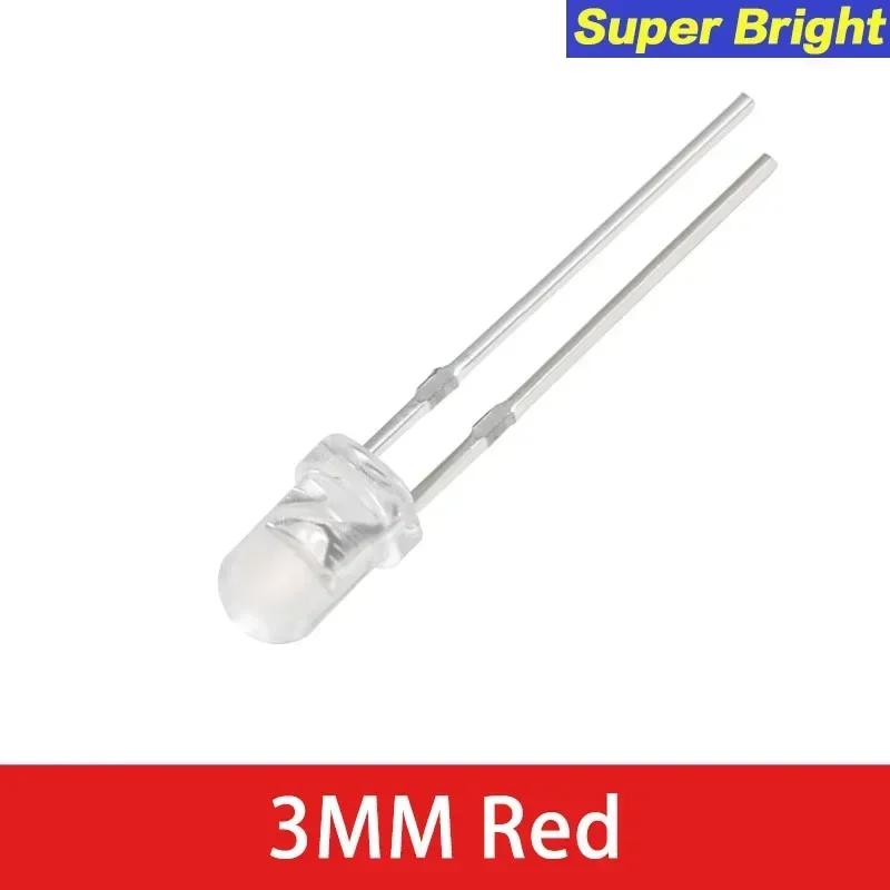 50PCS 3MM F3 LED Diode DIY Kit Ultra Bright Light Emitting Diode Transparent LED Lamp Orange Red Yellow Blue Green